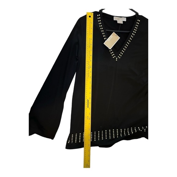 MICHAEL Michael Kors Studded Vneck Tunic Long Sleeves Black Petite Oversized PS - Picture 4 of 7